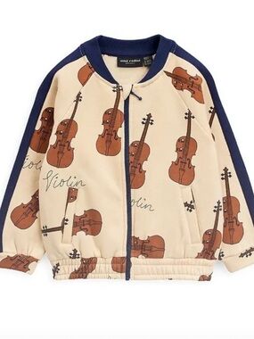 Mini Rodini boys Organic cotton violin Track Bomber Jacket